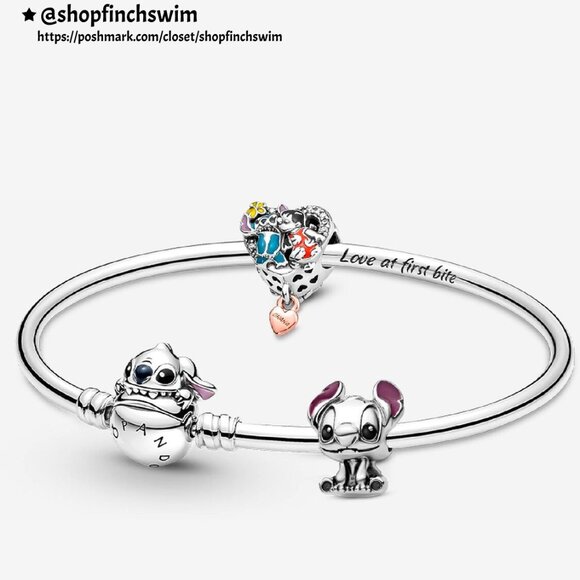 Pandora Disney's Lilo and Stitch Charm and Bangle Set - Picture 1 of 4